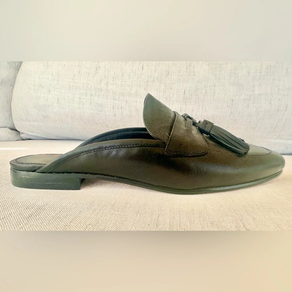 Sam Edelman Black Leather Tassel Mule Loafers – Size 8 - Picture 2 of 3